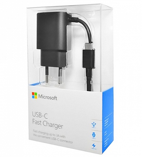 Original fast travel charger Microsoft AC-100 USB Type C (3A) Blister