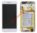 Original LCD set White Huawei Honor 8 Dual SIM (FRD-L19) with front cover and battery.