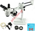 Professional Trinocular Microscope SZM7045TR Magnification rate 7X -45X Double Bar With HD HDMI Camera 38MP and LED Light Ring