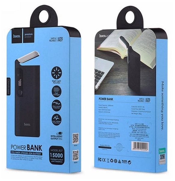   Power Bank HOCO B27 15000mAh Black Light lamp BOX   s    