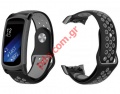  Silicone Band for Samsung Galaxy Fit 2Pro TC-207 Black Grey Double