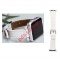 Leather Band for Apple iWatch 1/2/3/4/5/6/SE 38/40mm TC-035 White color