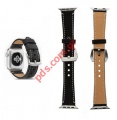 Leather Band for Apple iWatch 1/2/3/4/5/6/SE 42/44mm TC-290 Black color