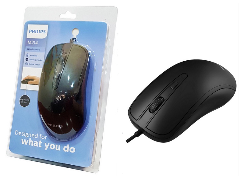 Optical corded mouse PHILIPS SPK721414 1600DPI USB 4 key Black Box