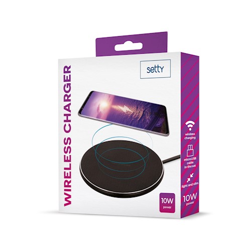 Wireless charger Qi Setty 10W Black inductive NFC Box