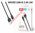  XO NB156 MICRO USB B 5V 2.4A Black USB 2.0  Micro USB 1m    Box