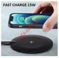 Fast wireless charger USAMS CD149 Ultra Thin 15W CD149DZ01 Black