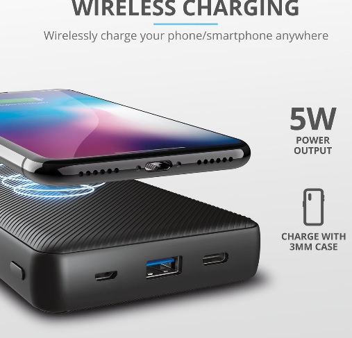  &  Trust Primo Powerbank 20000 mAh Wireless Charging 