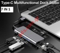 Adaptor Multi HUB 7 port in1 USB-C Dock Type-c HDMI 4k LAN RJ45 USB-A 3.0 SD+TF Card Readers PD HW-TC39 Box