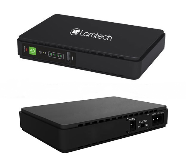  LAMTECH MINI DC UPS 30W 2.0A 9V/12V OUTPUT Black BOX