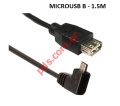  PT CAB-026 MICROUSB B 1.5M Angle Black    Bulk (FEMALE USB 2)