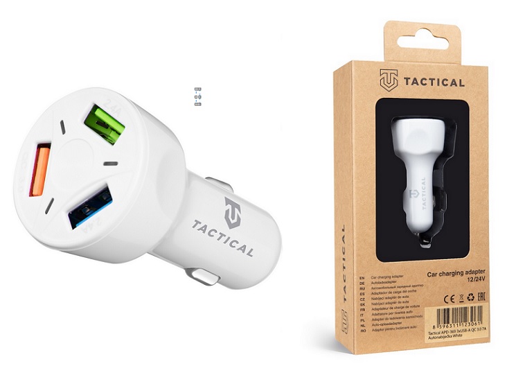 Car charger Tactical APD-369 3xUSB-A QC 3.0 7A White Box