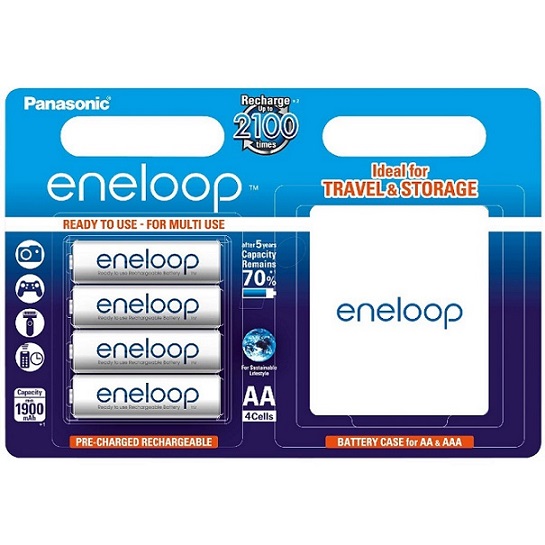 Rechargable battery Panasonic eneloop BK-3MCCEC4BE 2000 mAh size AA Ni-MH 1.2V . 4 with Box