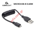 Cable coiled CableExpert USB/Microusb-B 0.60M Black Blister
