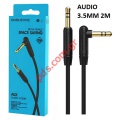 Cable Audio AUX Borofone BL4 2M Jack 3.5 to 3.5mm male angle Black