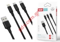 Καλώδιο σετ XO NB173 3in1 USB Lightning + USB-C + microUSB 1,2 m 2,4A black Box