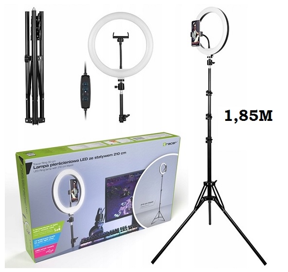 Ring light LED TRACER 30CM tripod 1.85m,  30cm, 14.5W Black