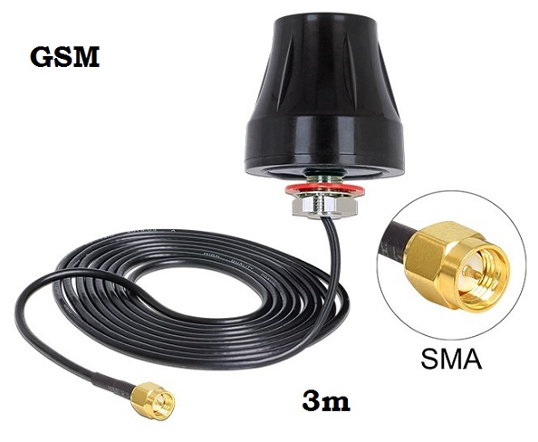 Antenna Delock LTE SMA 2 dBi 3 m RG-174 omnidirectional black outdoor Box