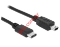 Cable POWERTECH USB-C  USB Mini CAB-UC079, 1.5m, Black