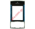 Original housing Nokia X3 front cover in blue color and display glass