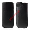 Slim Litchi Leather Sleeve Pouch Case with Pull Tab for Nokia E52 Black.