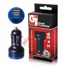 Car charger adaptor 12V-24V GT Mini Black 2xUSB 2A