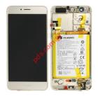 Original LCD set Gold Huawei Honor 8 Dual SIM (FRD-L19) with front cover and battery.