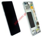 Original set LCD Samsung G975F Galaxy S10+ Prism Green (Complete Frame Display touch screen with digitizer)