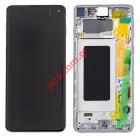 Original LCD set White Galaxy S10 G973F Prism (Frame Display touch screen with digitizer) 