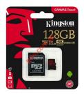   Kingston 128GB C10 UHS-I U3 100mbs V30 4K ULTRA HD Canvas Select microSDXC w/SD Adapter Blister